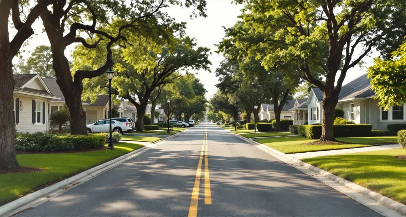 A tan single-story home with a concrete driveway and a freshly mowed front yard in a South Florida suburb